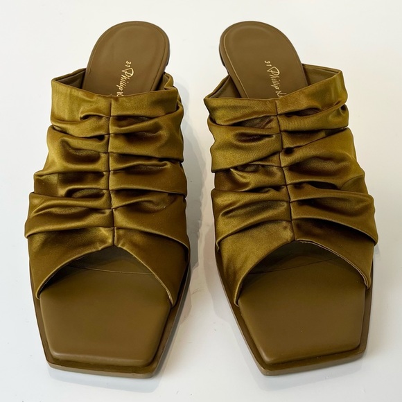 NEW 3.1 PHILLIP LIM OLIVE GREEN SATIN MULES - Picture 10 of 14